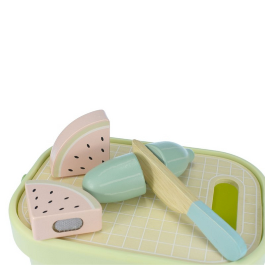 TookyToy - Wooden Cutting Food Play Set in Portable Storage Box - 31 Pieces - Motherhood