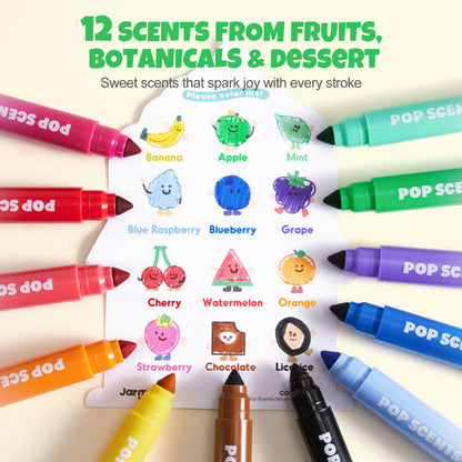 Jar Meló - Scented Markers - 12 Washable Non-Toxic Colours
