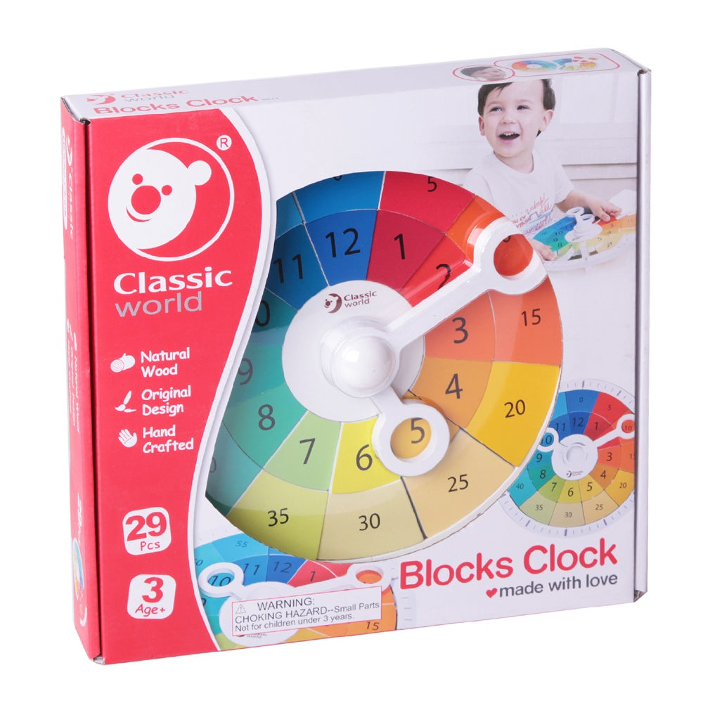 Classic World - Blocks Clock - Number Puzzle - 15pcs