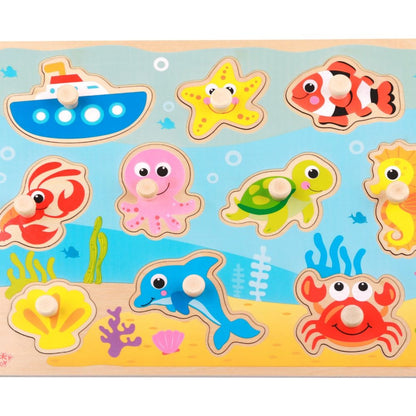 TookyToy - Wooden Ocean Peg Puzzle - 7 Pieces