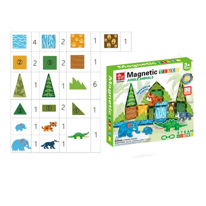 Magnetic Tiles - Jungle Animals Set - 30 Pieces