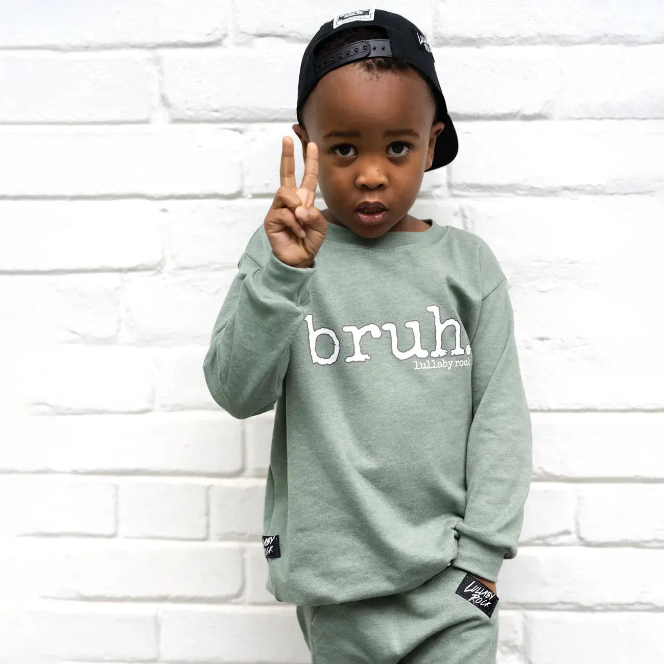 Lullaby Rock - Bruh Sweatshirt & Joggers set in Olive Green - Motherhood