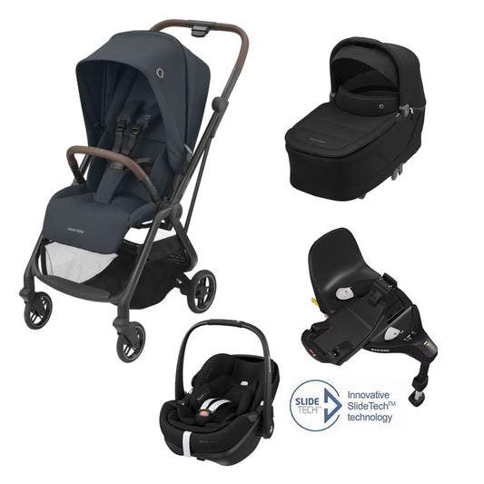 Leona² Travel System: Leona² Stroller + Sense Carrycot + Pebble 360 Pro Car Seat + FamilyFix 360 Pro Slide Base by Maxi-Cosi