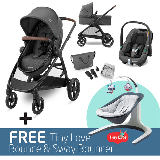 Zelia S Trio with FREE Tiny Love 2-in-1 Nature’s Way Bounce & Sway Swing by Maxi-Cosi