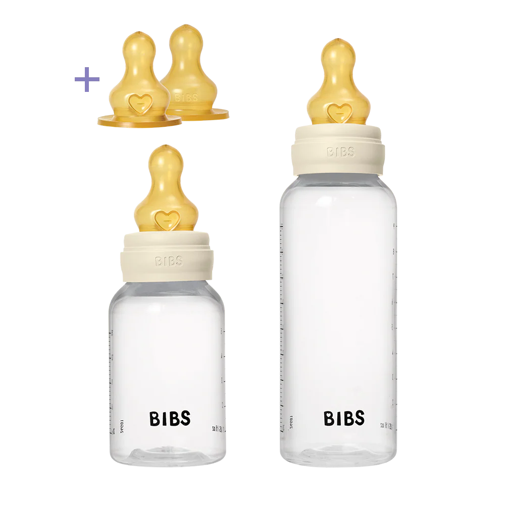 BIBS Grow and Flow Baby Bottle Round Latex Set 150 ml / 270ml Ivory