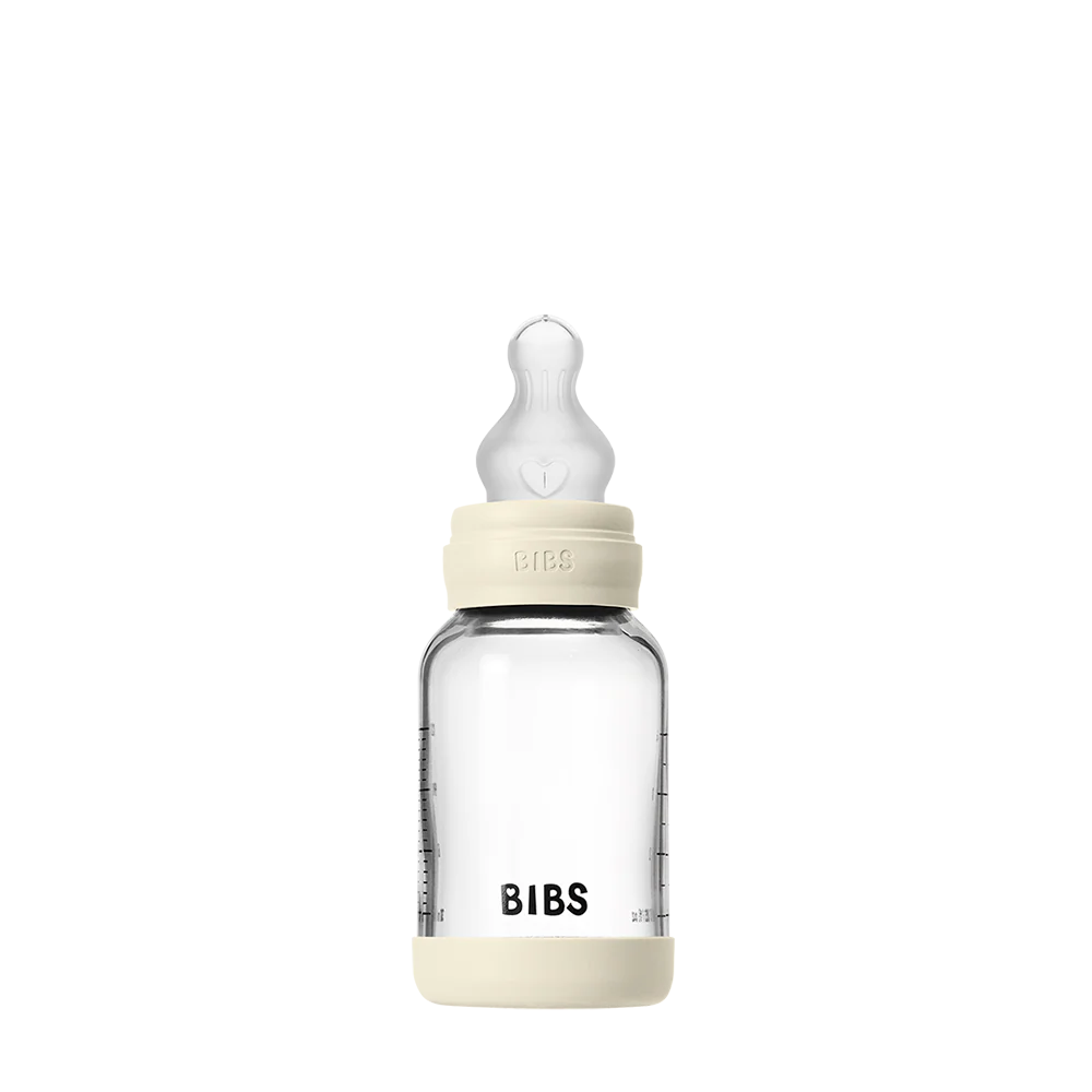 BIBS Glass Baby Bottle Round Silicone 120 ml