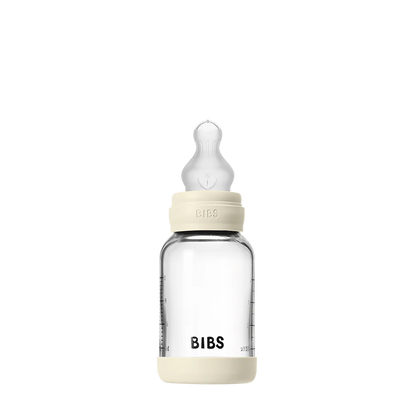BIBS Glass Baby Bottle Round Silicone 120 ml - Motherhood