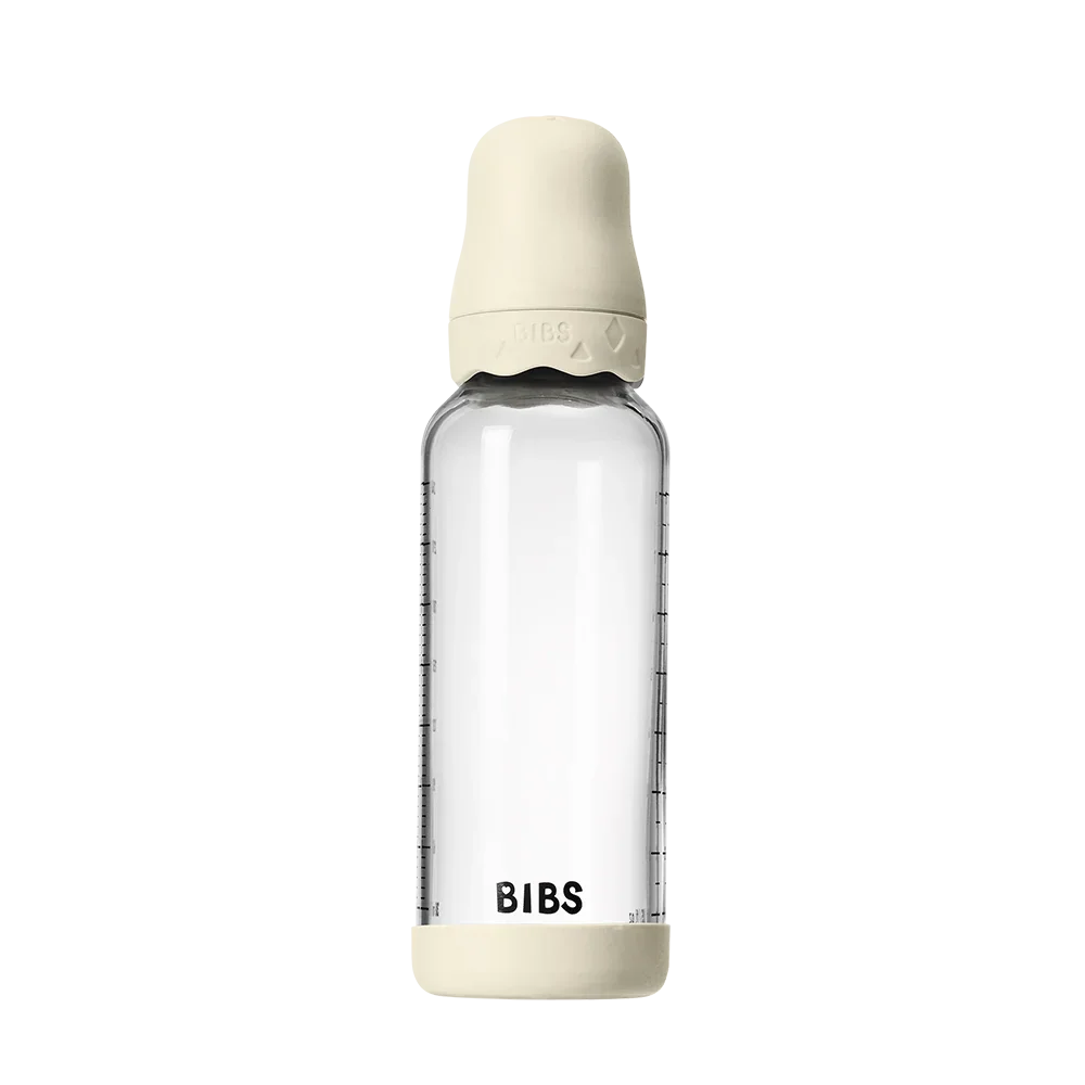 BIBS Boheme Glass Baby Bottle Latex 240ml Ivory