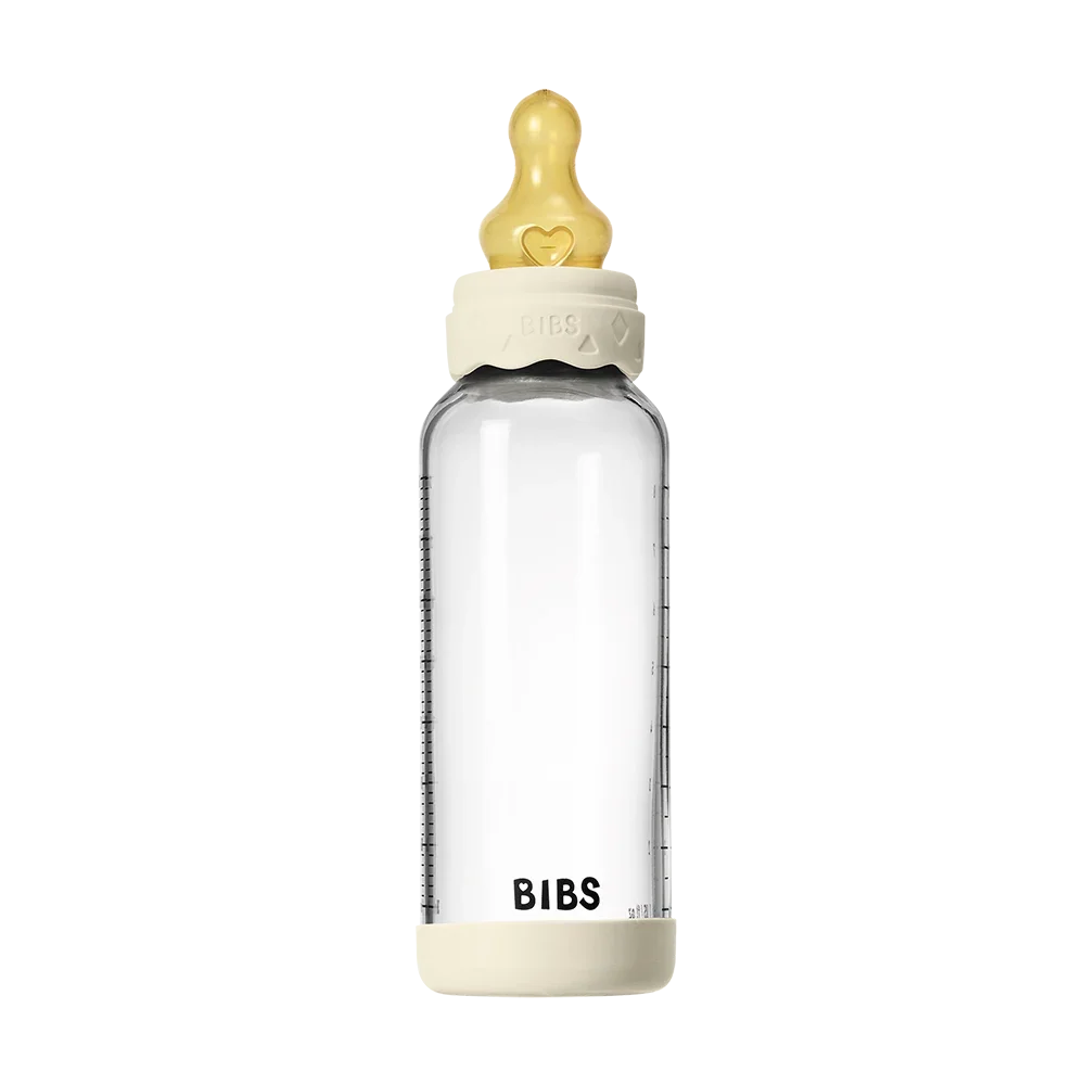 BIBS Boheme Glass Baby Bottle Latex 240ml Ivory