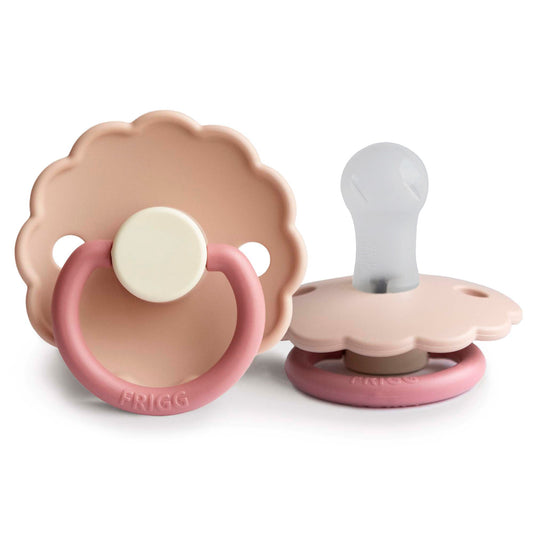 Frigg Daisy Colourblock - Round Silicone Pacifier - Peony