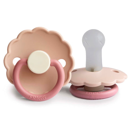 Frigg Daisy Colourblock - Round Silicone Pacifier - Peony