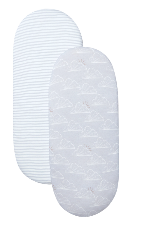 Shnuggle Moses Basket Sheets 2(P) - Grey