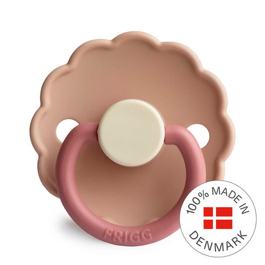 Frigg Daisy Colourblock - Round Silicone Pacifier - Peony