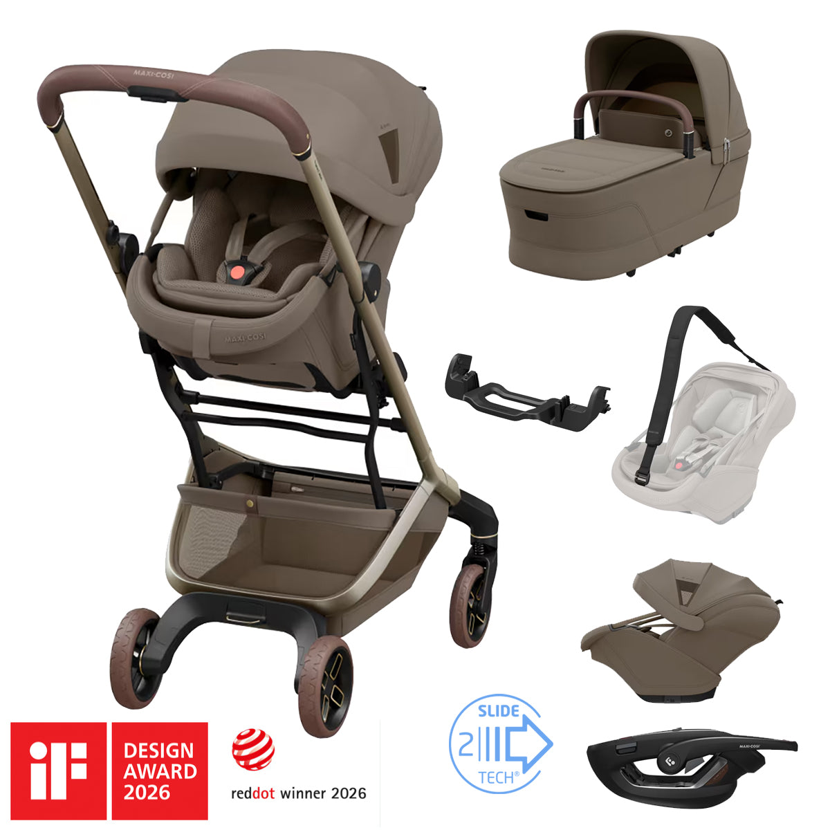 ZERO-G Travel System: Fame Cabin Stroller + Coral Slide Pro Car Seat + Fame Cabin Cot
