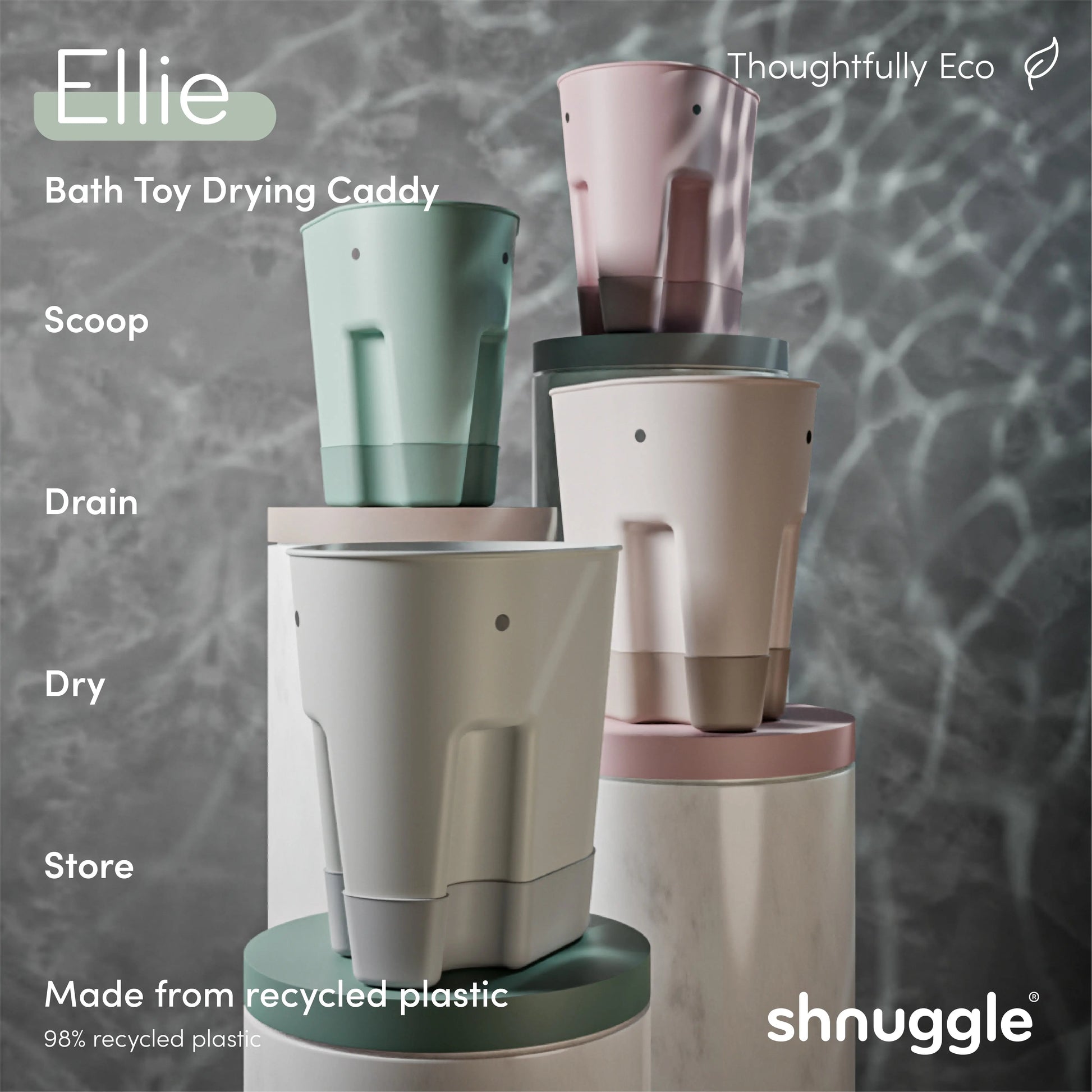 Shnuggle Ellie Bath Toy Drying Caddy | Free Standing Baby & Toddler Bath Toy Storage Shnuggle