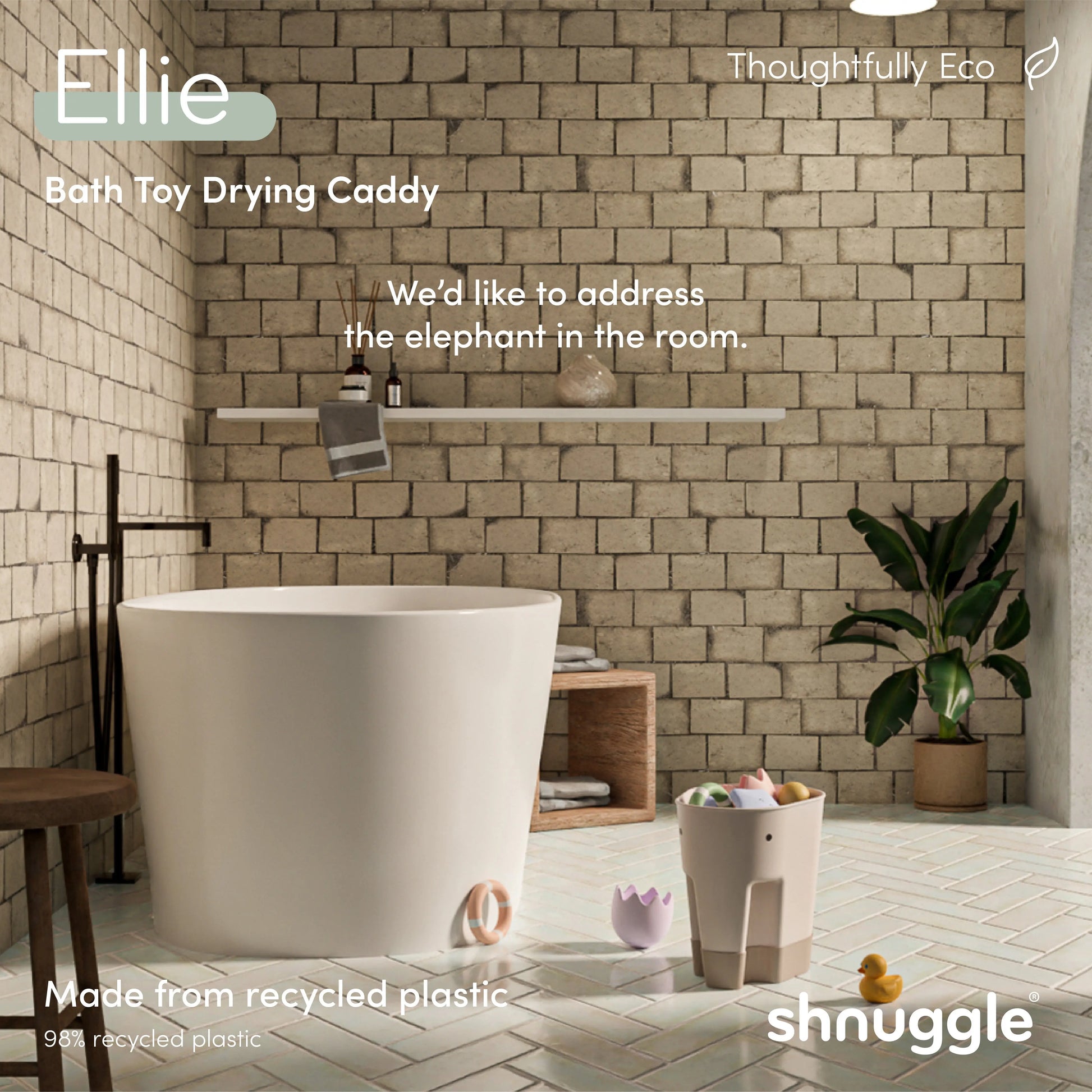 Shnuggle Ellie Bath Toy Drying Caddy | Free Standing Baby & Toddler Bath Toy Storage Shnuggle