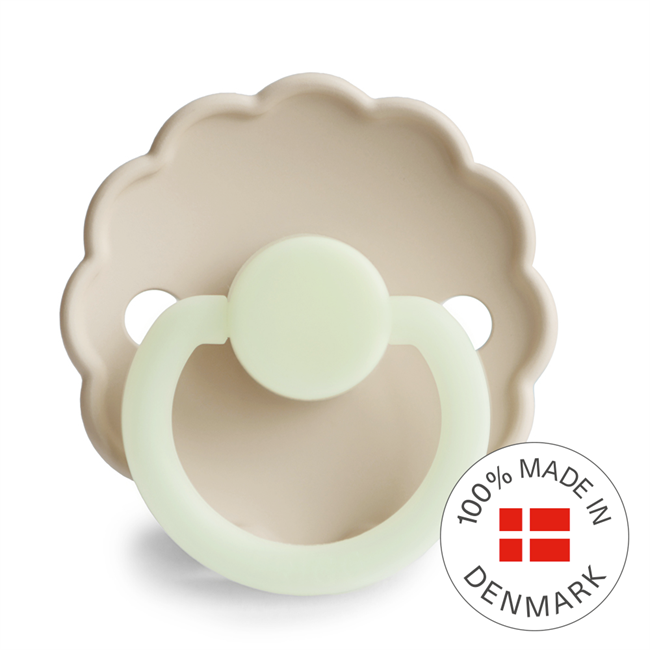Frigg Daisy Night - Round Silicone Pacifier - Cream