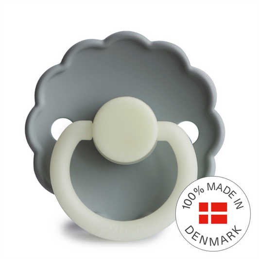 Frigg Daisy Night - Round Silicone Pacifier - French Gray