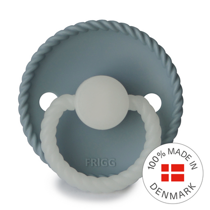 Frigg Rope Night - Round Silicone Pacifier - Stone Blue