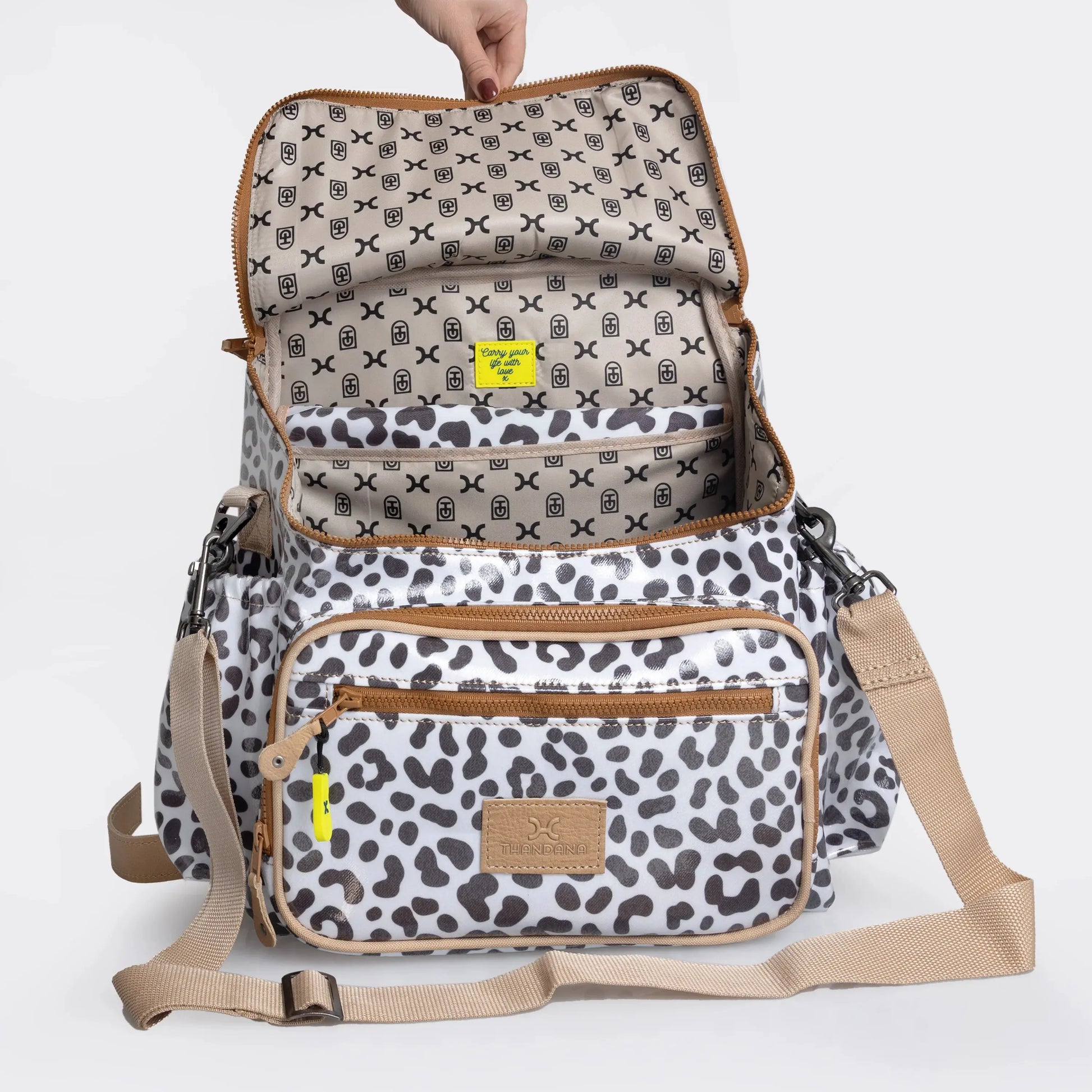 Thandana Baby Changing Backpack – Laminated Fabric & Leather Thandana