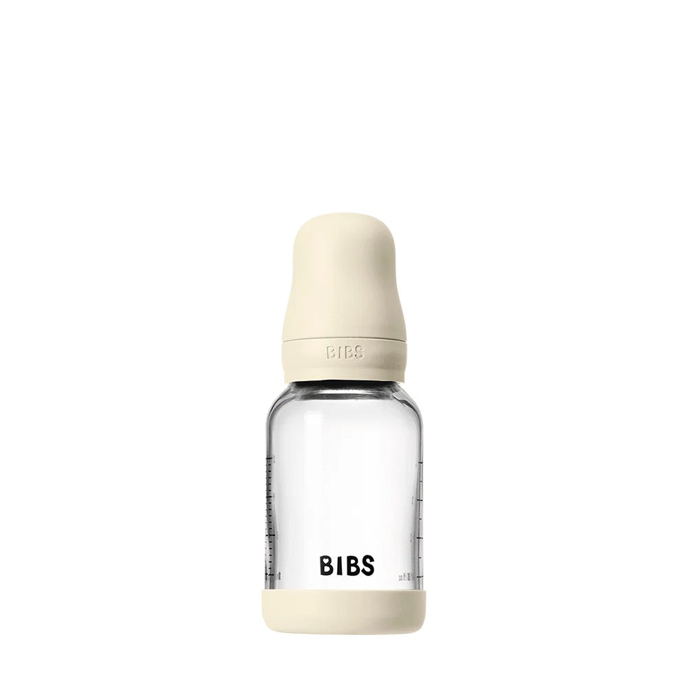 BIBS Glass Baby Bottle Round Silicone 120 ml - Motherhood