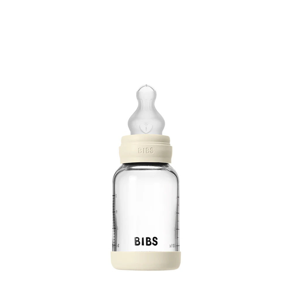 BIBS Glass Baby Bottle Round Silicone 120 ml - Motherhood