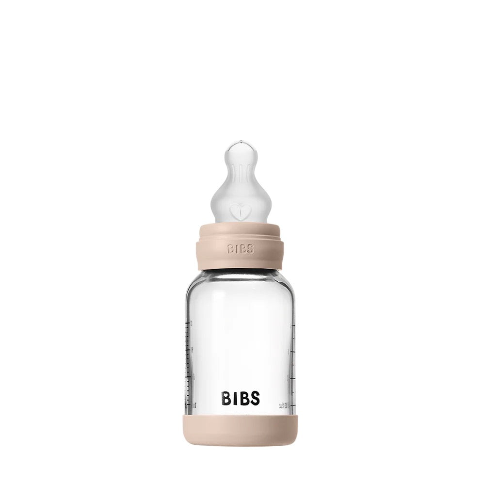 BIBS Glass Baby Bottle Round Silicone 120 ml - Motherhood