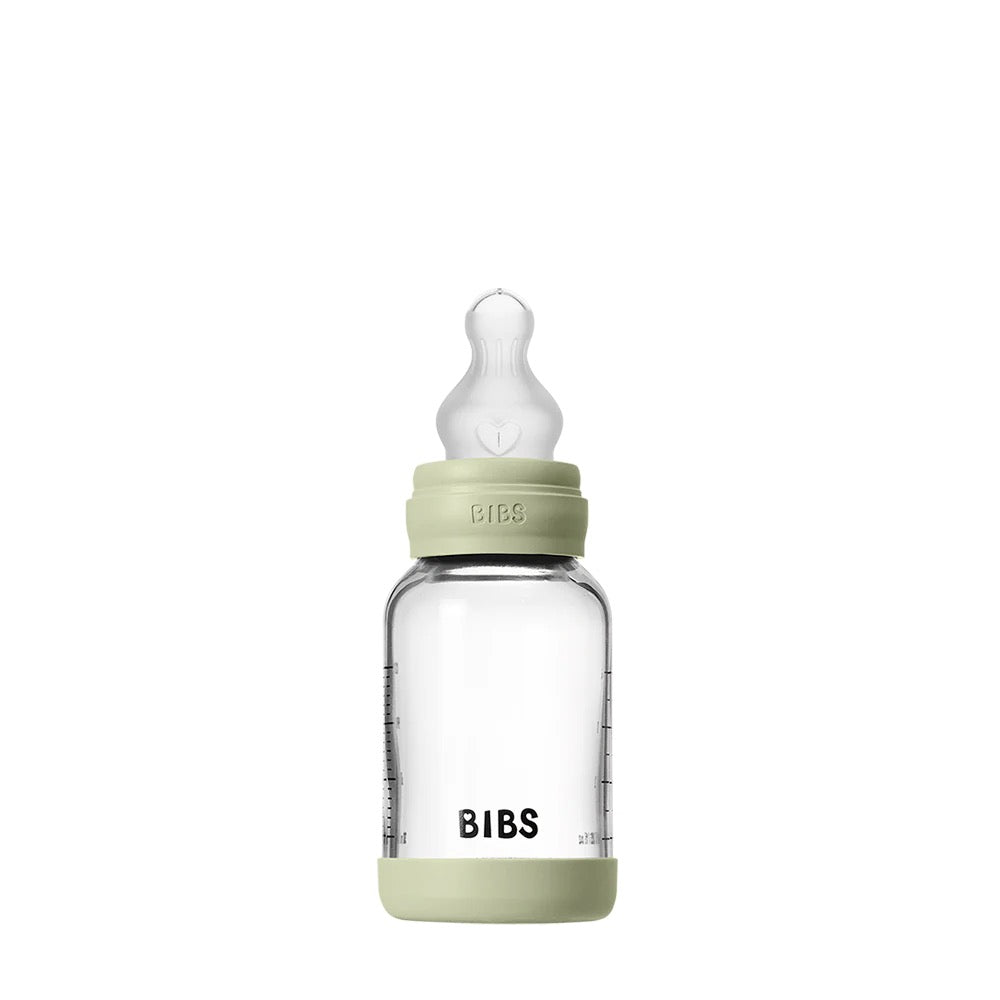 BIBS Glass Baby Bottle Round Silicone 120 ml - Motherhood
