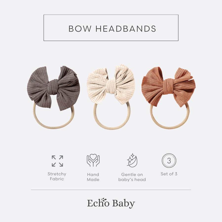 Echo Baby Bow Headbands Set of 3