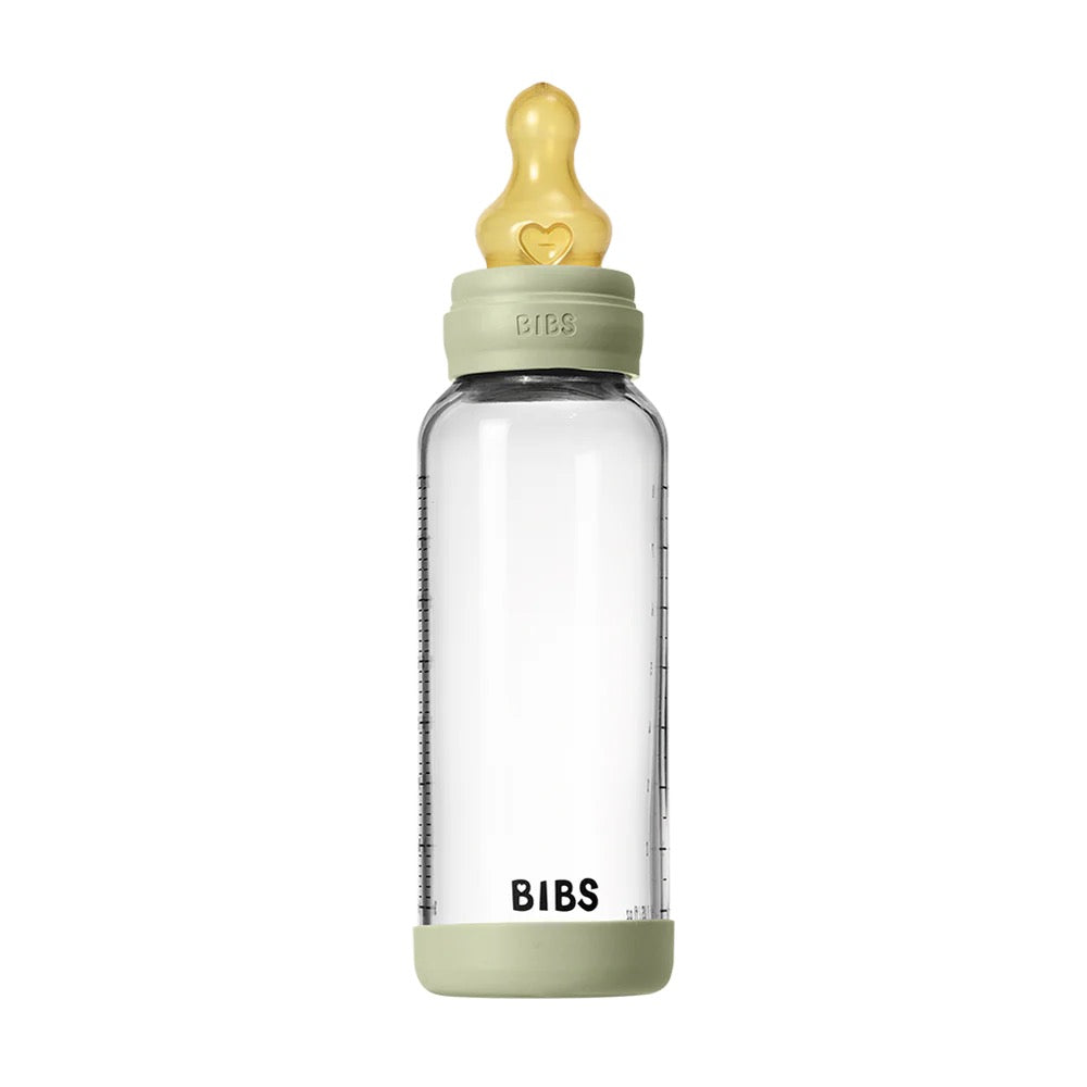BIBS Glass Baby Bottle Round Latex 240 ml - Motherhood