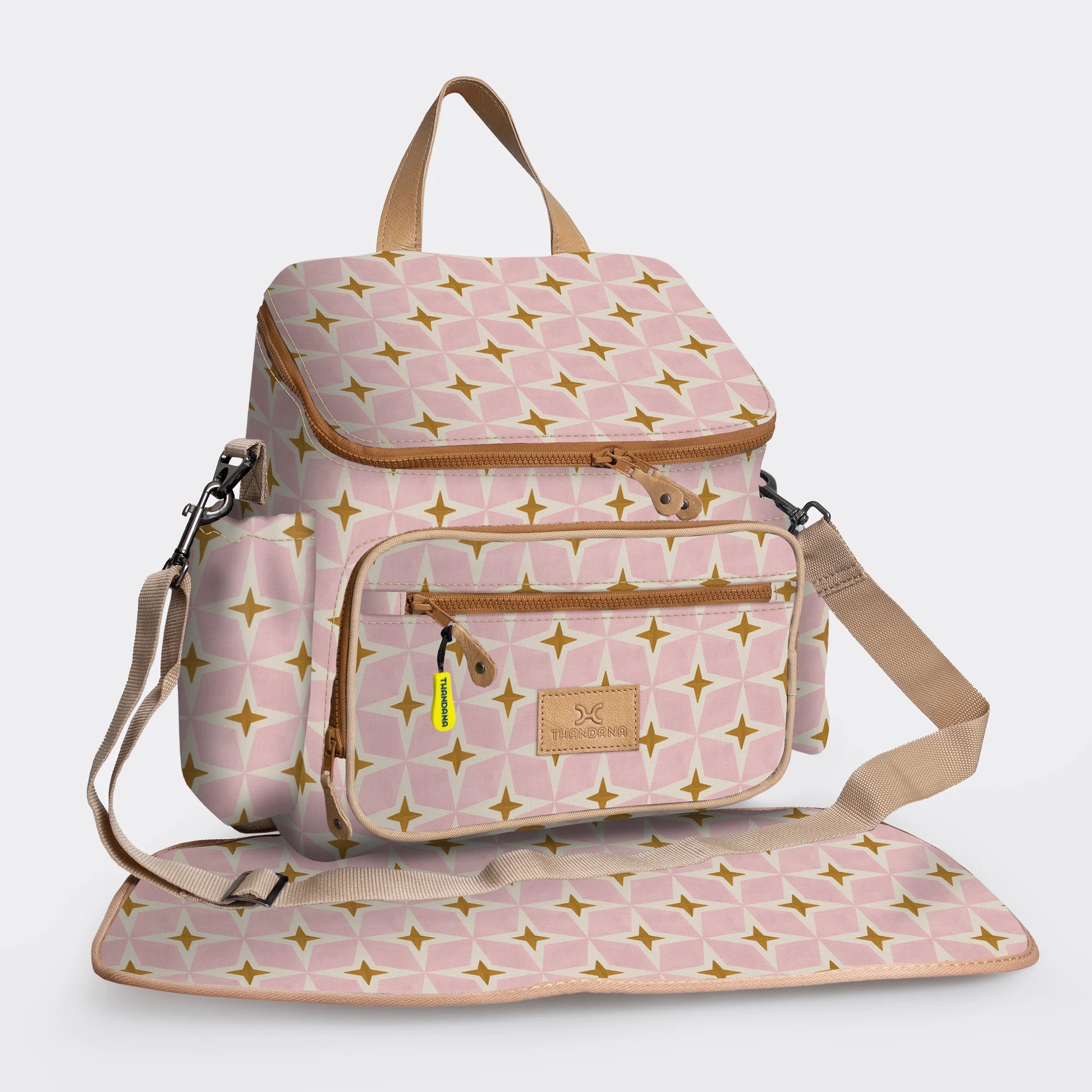 Thandana Baby Changing Backpack – Laminated Fabric & Leather - Motherhood