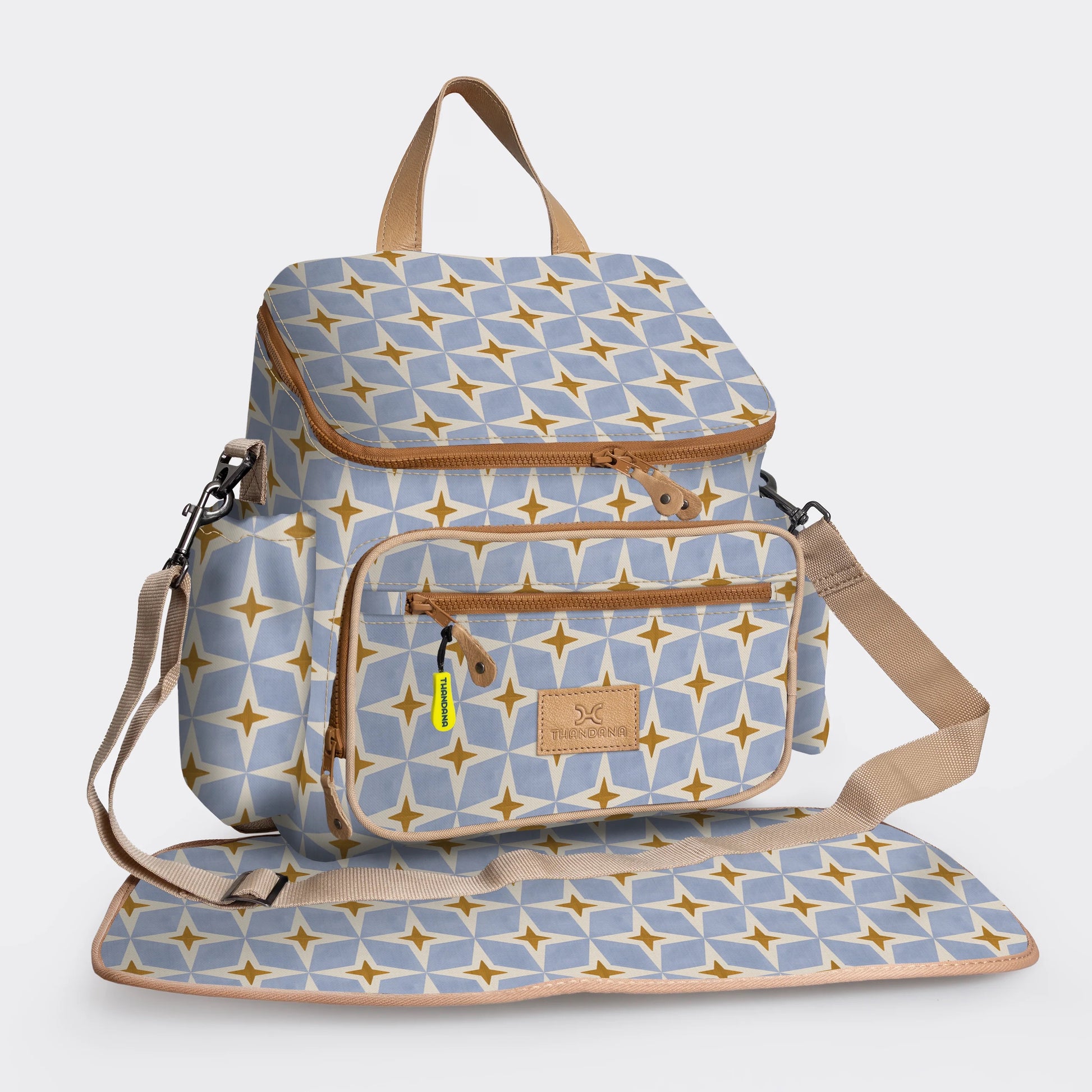 Thandana Baby Changing Backpack – Laminated Fabric & Leather - Motherhood