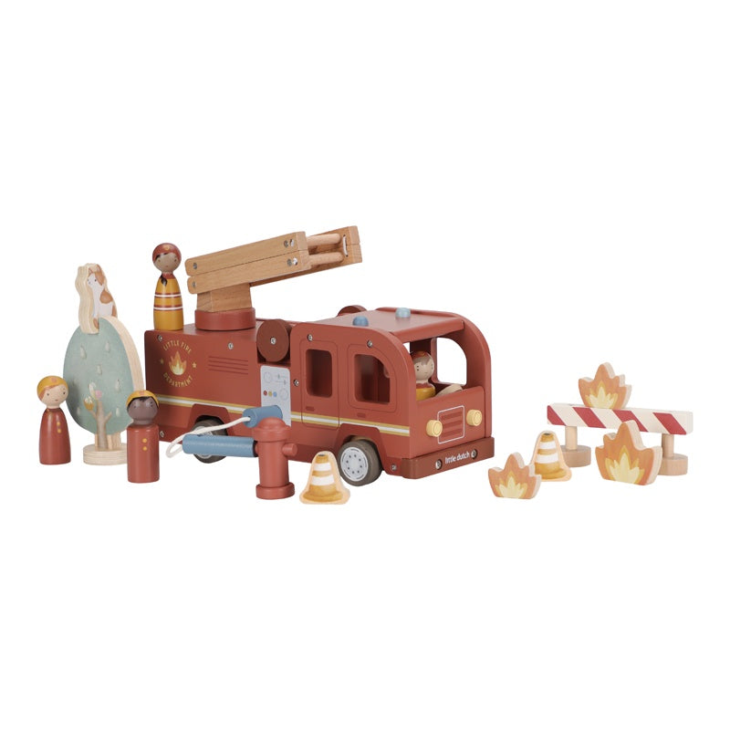Little Dutch Wooden Fire Truck Set 15pc FSC