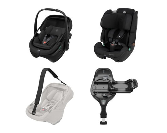 Maxi-Cosi Coral Slide Pro Family featuring SLIDETECH®2: Coral Slide Pro + Coral Carry Strap + Pearl XL Slide Pro + FamilyFix Slide Pro in Black Onyx