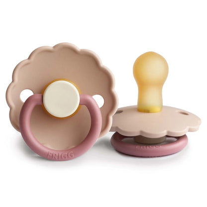 FRIGG Daisy Colourblock - Round Latex Pacifier - Peony Frigg