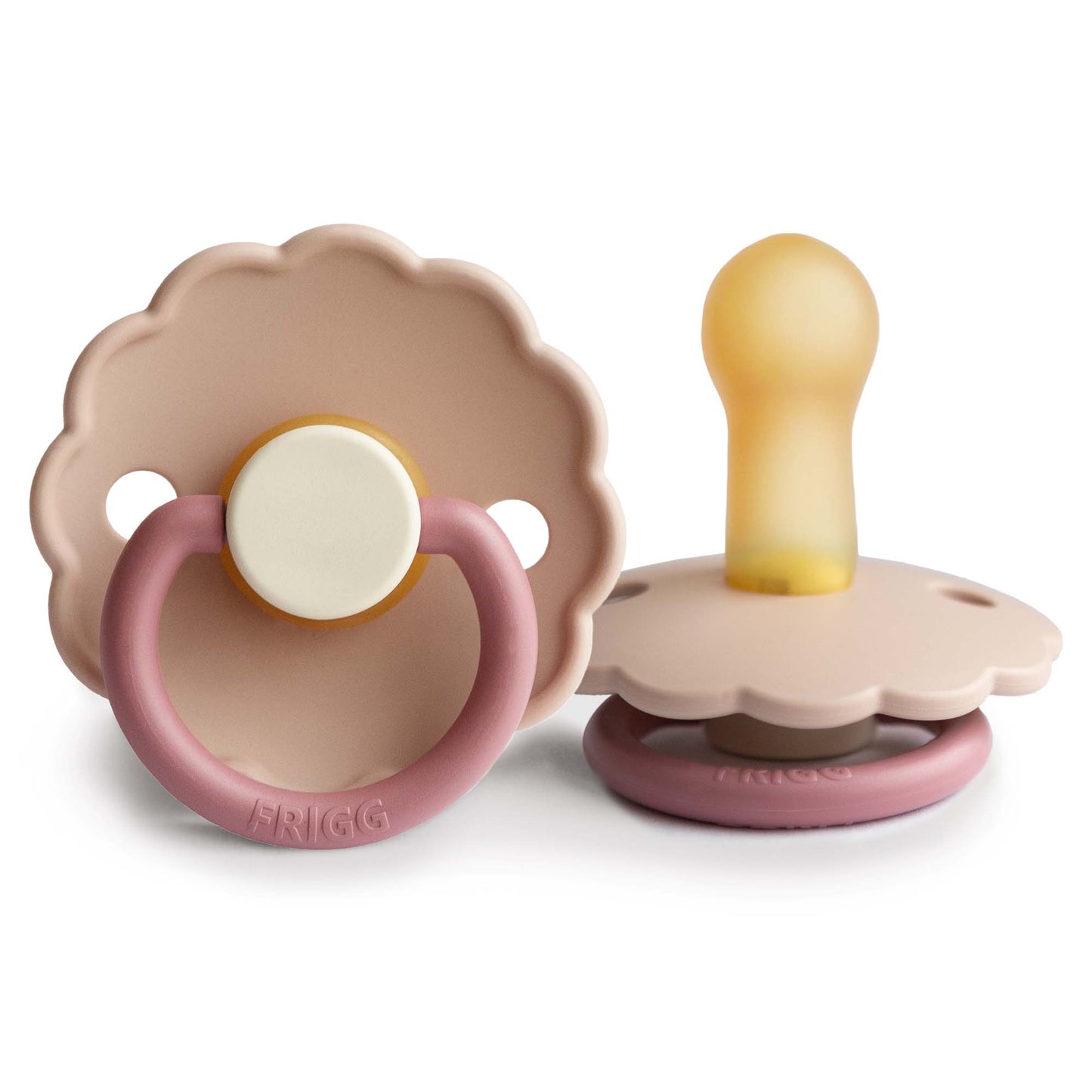FRIGG Daisy Colourblock - Round Latex Pacifier - Peony - Motherhood