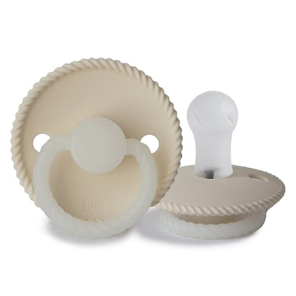 Frigg Rope Night - Round Silicone Pacifier - Cream