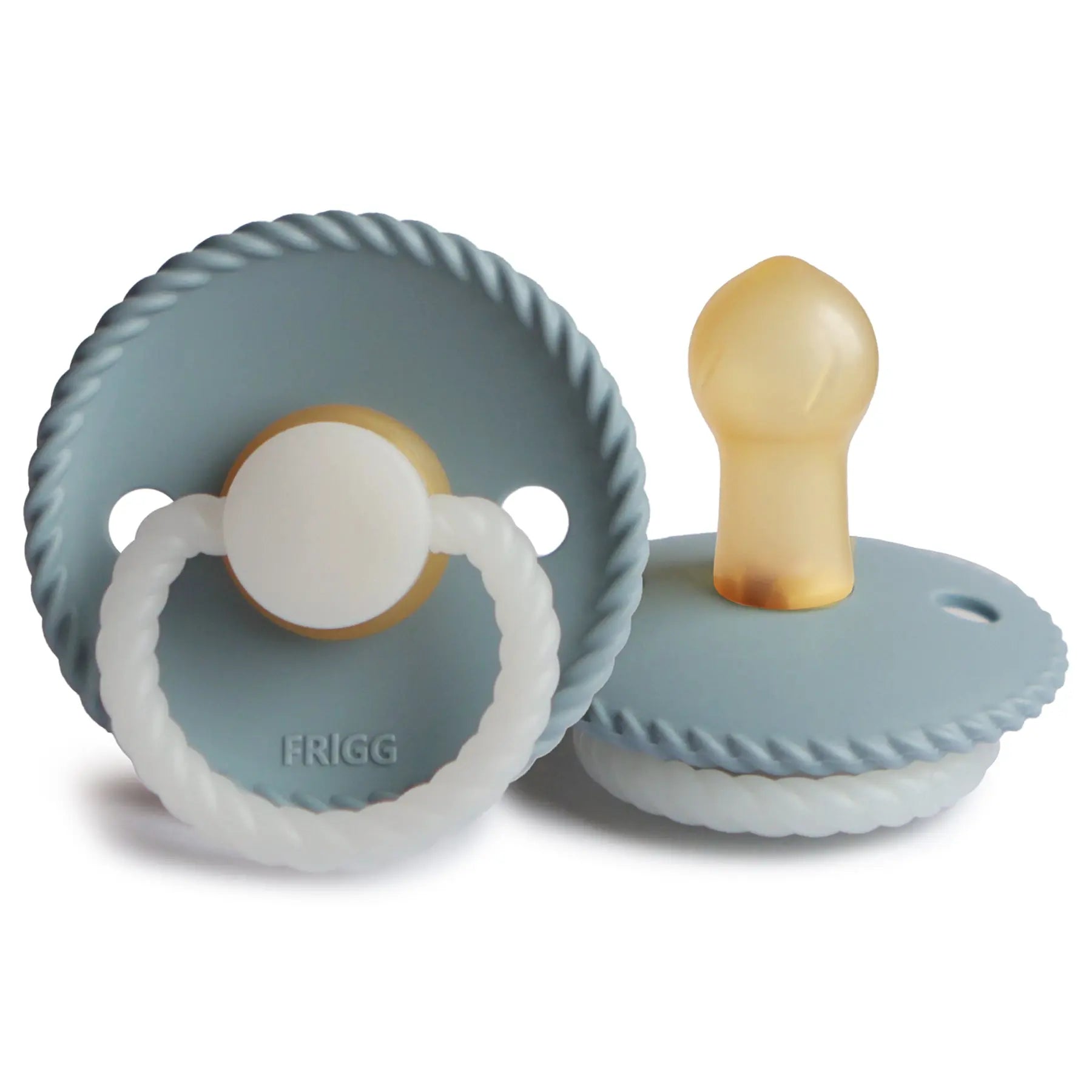 FRIGG Rope Night - Round Latex Pacifier - Stone Blue Frigg