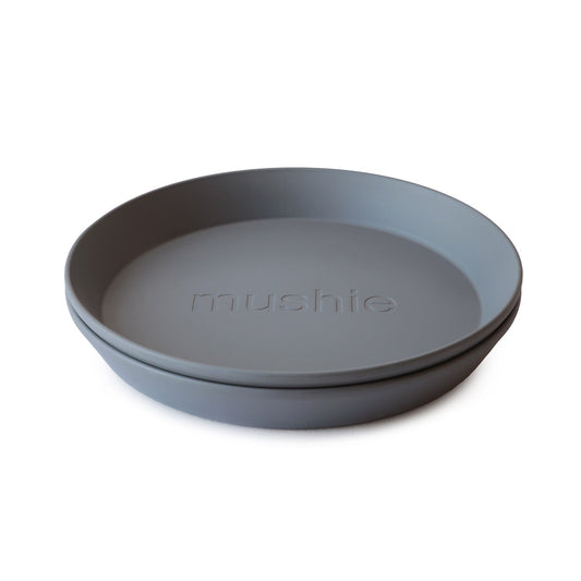 Mushie Dinnerware Plate Round (2 Pack) - Smoke - Motherhood