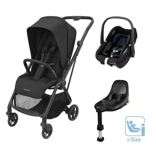 Maxi-Cosi Leona²: Leona² Stroller + Pebble S Car Seat + FamilyFix S Base in Black