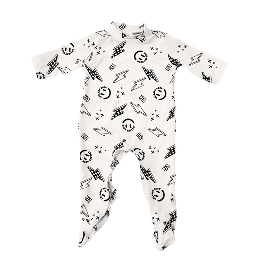 Lullaby Rock Good Vibes Only Onesie Off White – Footed Baby Onesie - Motherhood