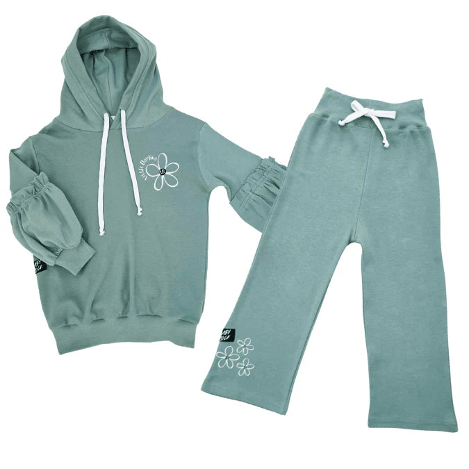 Lullaby Rock Bubble Pop Sage Set – Little Darling Hoodie & Pants Set - Motherhood