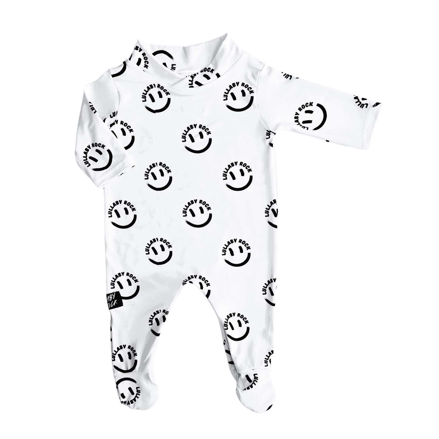 Lullaby Rock Happy Days Onesie in White – Footed Baby Onesie - Motherhood