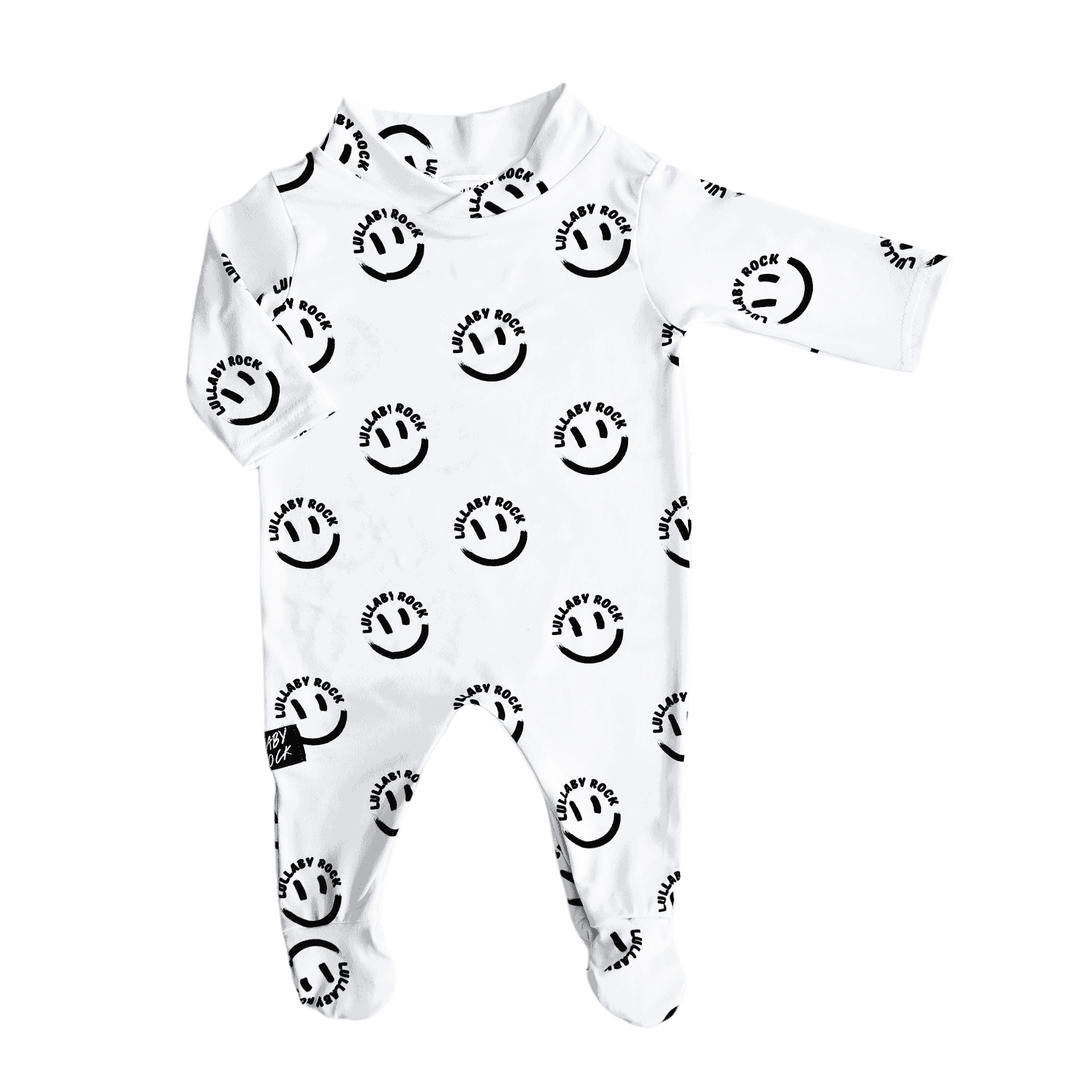 Lullaby Rock Happy Days Onesie in White – Footed Baby Onesie - Motherhood