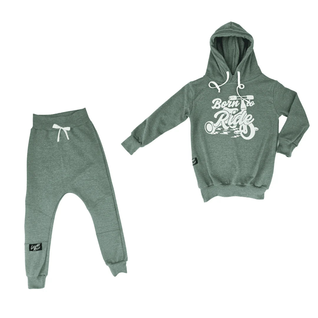 Lullaby Rock Born to Ride Set – Olive Green Sweatshirt & Joggers - Motherhood