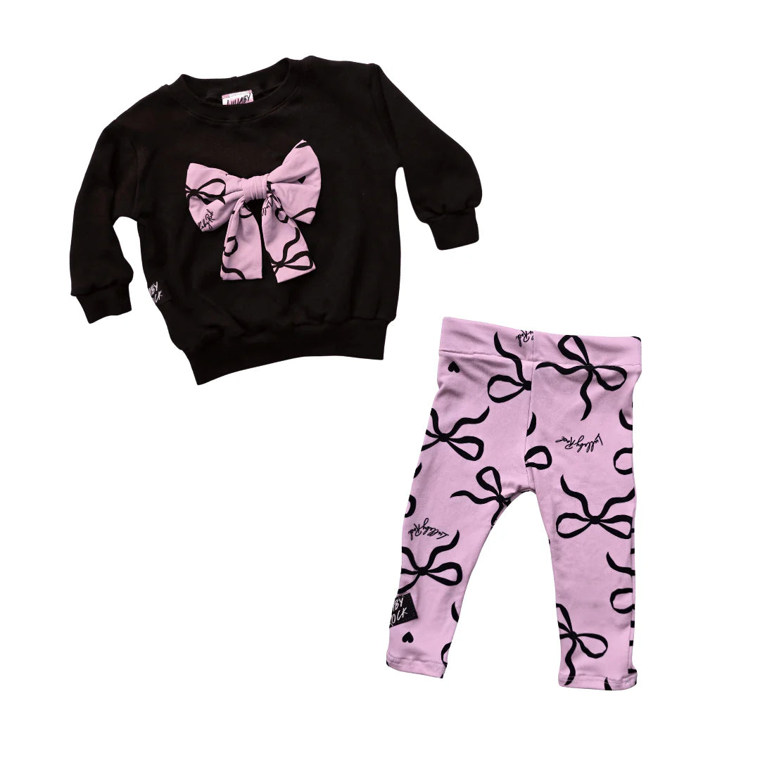 Lullaby Rock Knot Your Average Set – Bow Tracksuit Top & Printed Tights - Motherhood