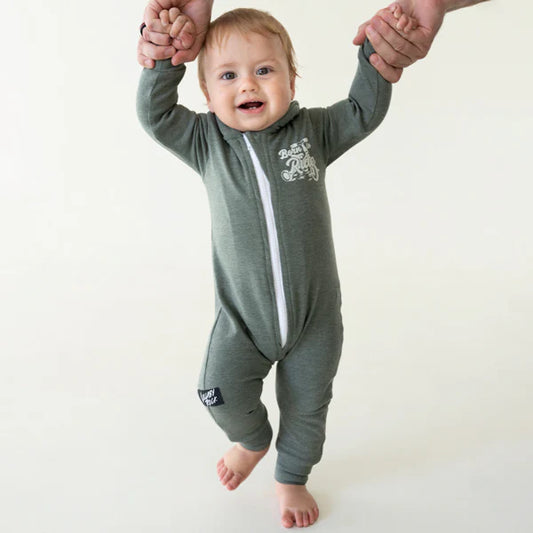 Lullaby Rock Born To Ride Zip-Up Onesie with Hood – Fleece Baby Onesie - Motherhood