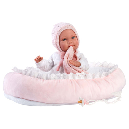 Llorens - Baby Girl Doll with Clothing, Accessories & Pink Crib - 42cm (Mechanism Optional)