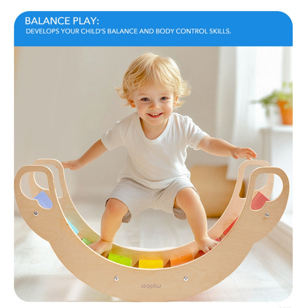 Mideer - Wooden Climbing & Rocking Rainbow Arch: Indoor Toy