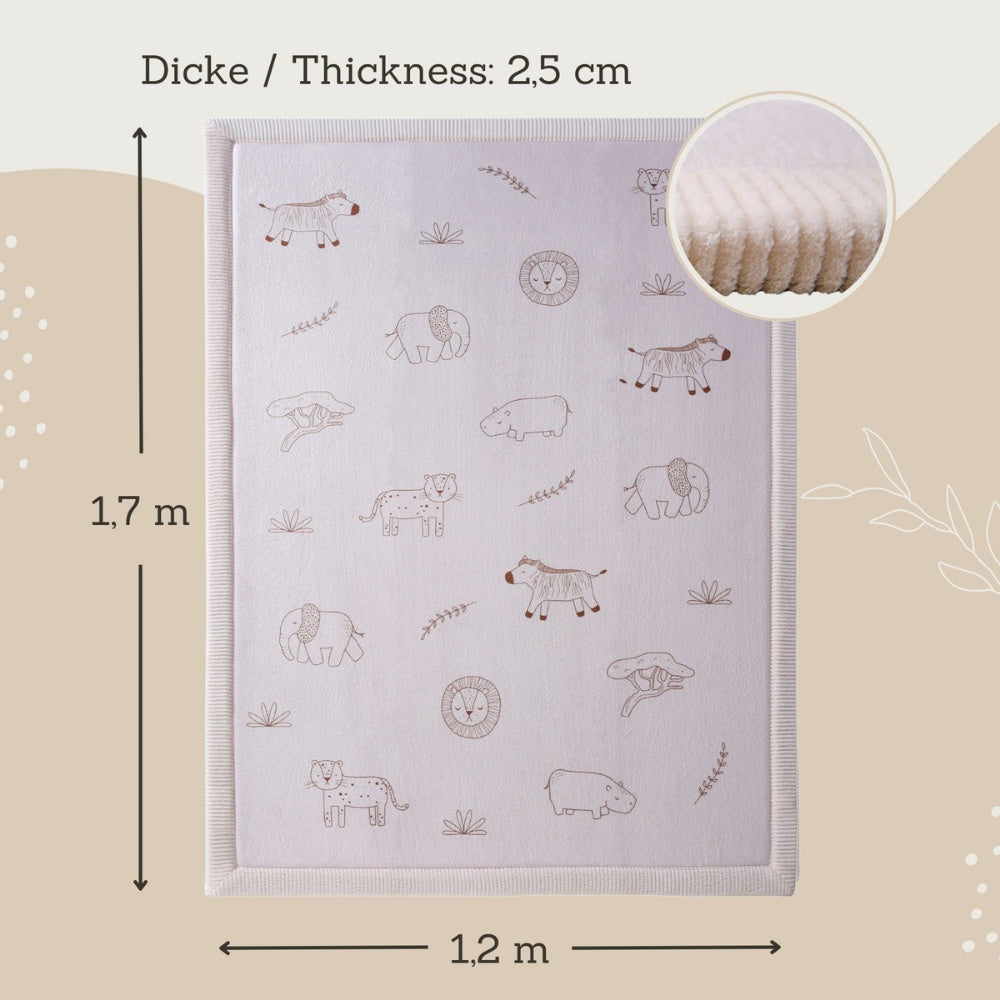Hakuna Matte - CloudSoft Play Mat Carpet - Safari Animals 170 x 120 x 2.5 cm